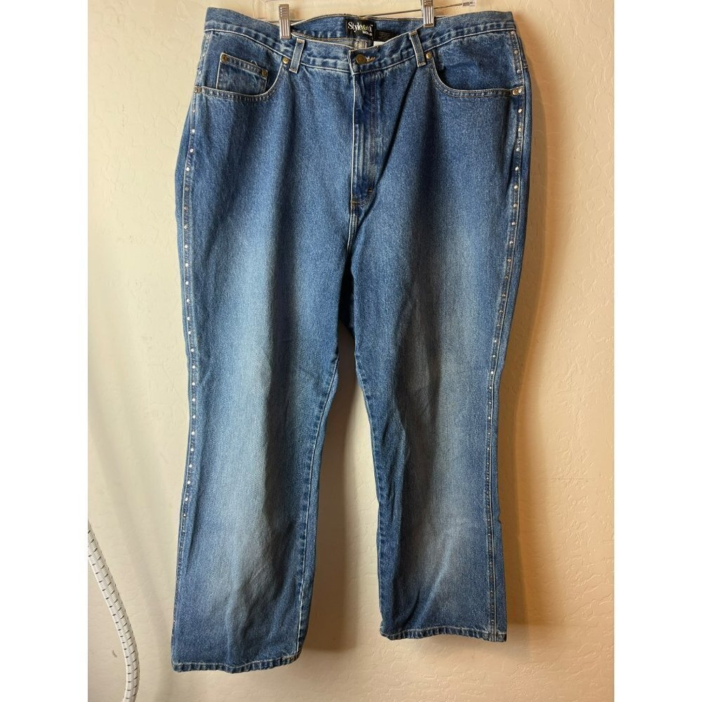 Style & Co. Women 100% Cotton Heavyweight Jeans Fully Studded Side Leg Sz 22WR